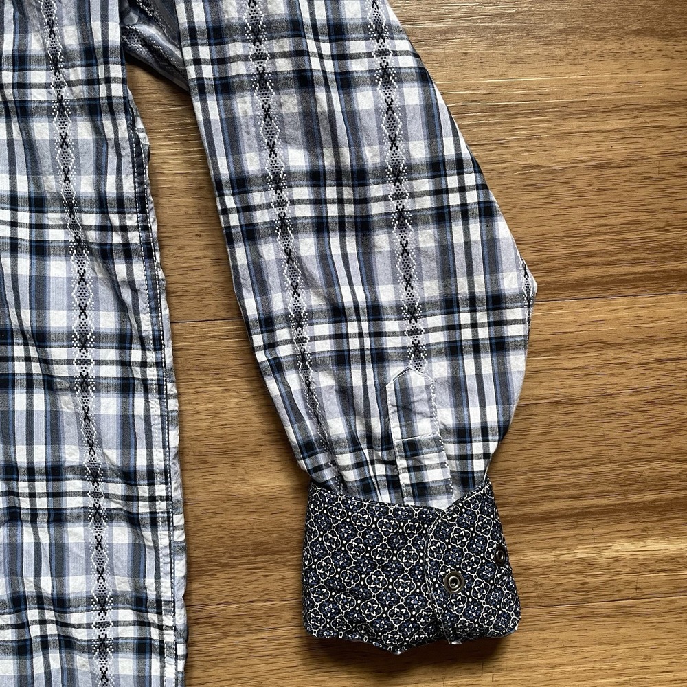 Panhandle Rough Stock Shirt Womens Small Plaid Western Pearl Snap Embroidered - Picture 5 of 15